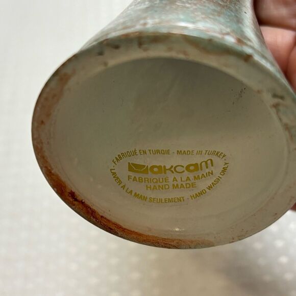 AKCAM Hand Crafted Vase Made in Turkey Green Brown - Picture 6 of 6